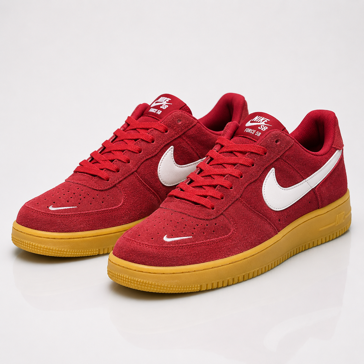 Nike Air Force 1 Style Red &amp; White Gum Sole Sneakers