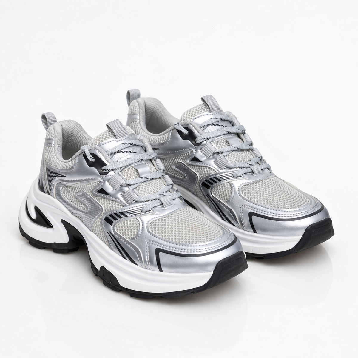 ChromeRush™ Silver Mesh Performance Sneakers
